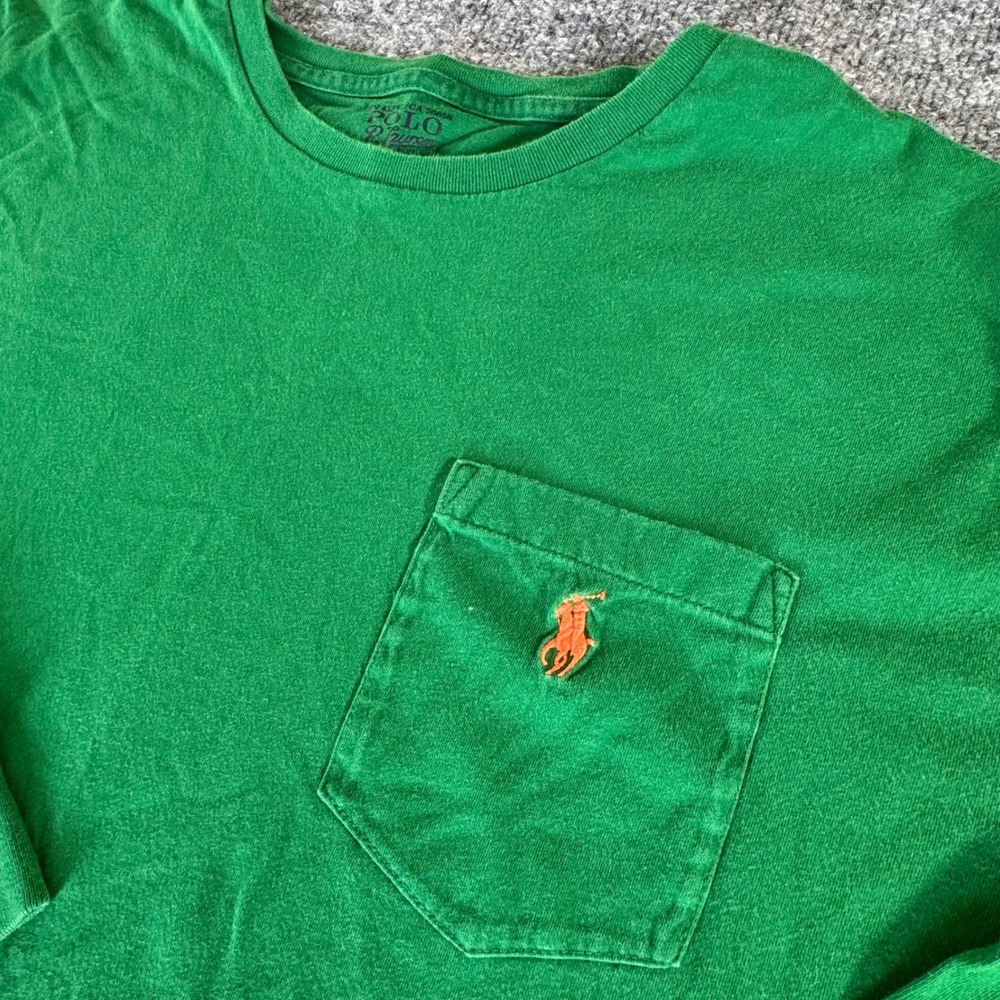 Polo Ralph Lauren Pocket T-Shirt Mens Large L Long Sleeve Cotton Green Classic